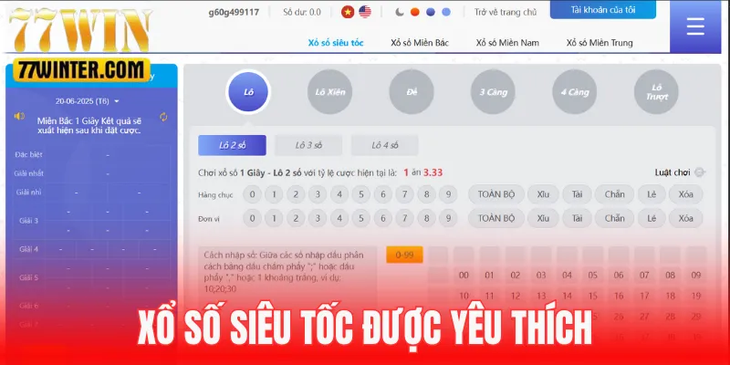 Bộ môn xổ số 77Win siêu tốc hấp dẫn
